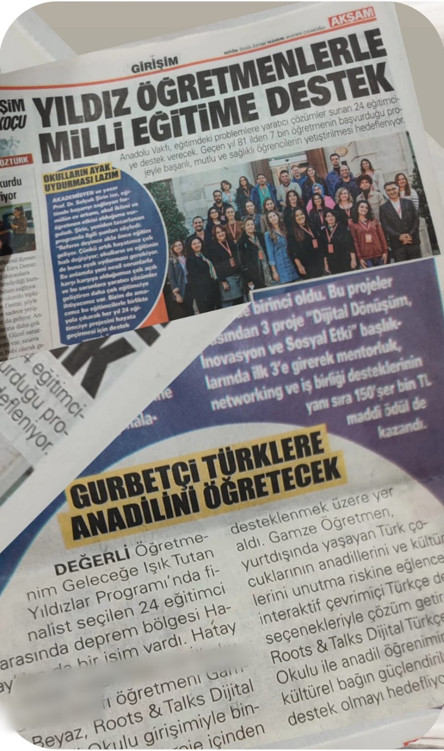 Akşam gazetesi kupürü: Gurbetçi Türklere anadilini öğretecek