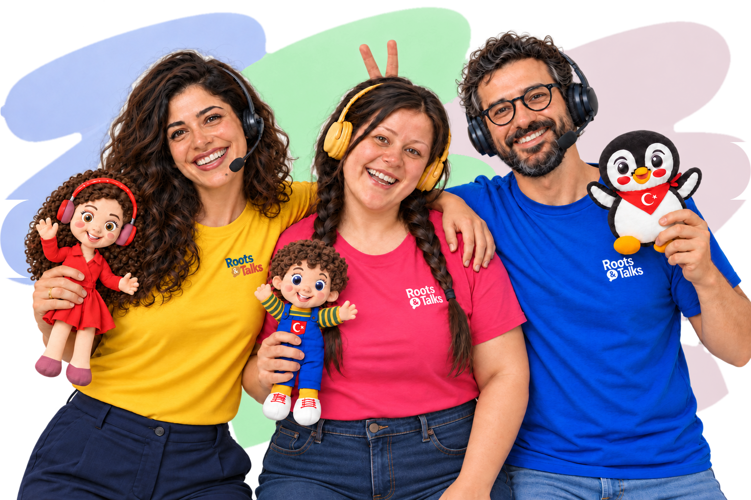 Three Roots & Talks teachers with Dünya, Ahmet and Pingucan